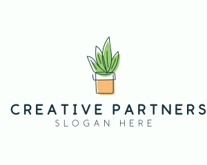 Plant Line Art logo design