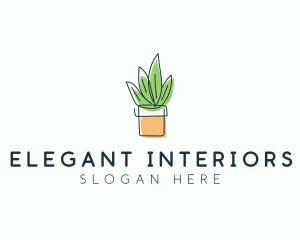 Plant Line Art logo design