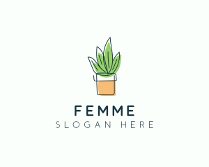 Plant Line Art logo design