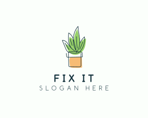 Plant Line Art logo design