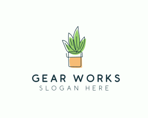 Plant Line Art logo design