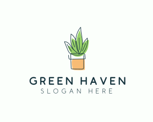 Plant Line Art logo design