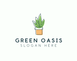 Plant Line Art logo design