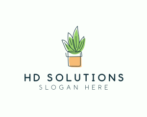 Plant Line Art logo design