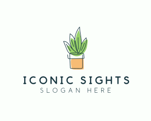 Plant Line Art logo design