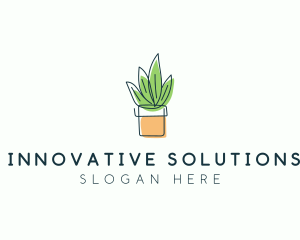 Plant Line Art logo design