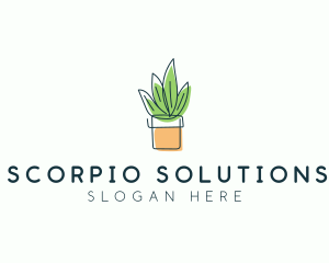 Plant Line Art logo design