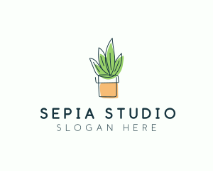 Plant Line Art logo design