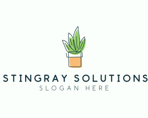 Plant Line Art logo design