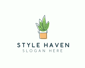 Plant Line Art logo design