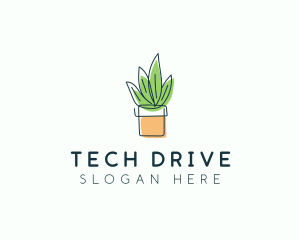 Simple Plant Line Art logo design