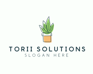 Plant Line Art logo design