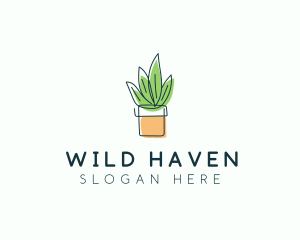 Plant Line Art logo design