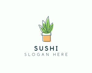 Plant Line Art logo design