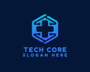 Tech Medical Cross logo design