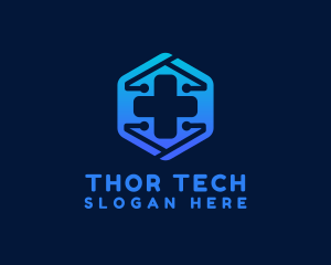 Tech Medical Cross logo design