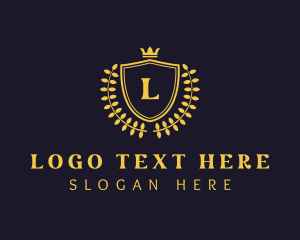 Luxury - Gold Yellow Wreath Shield logo design