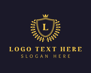 Shield - Gold Yellow Wreath Shield logo design