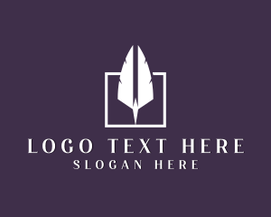 Pubsliher - Stationery Feather Quill Writing logo design