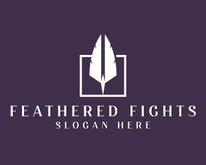 Stationery Feather Quill Writing logo design