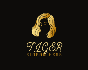 Beautiful - Golden Beauty Hair Stylist logo design