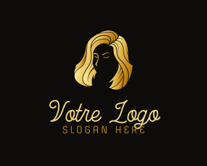 Girl - Golden Beauty Hair Stylist logo design