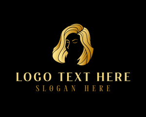 Hairdresser - Golden Beauty Hair Stylist logo design