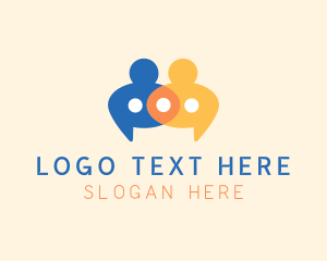 Speech Bubble - People Team Messaging logo design