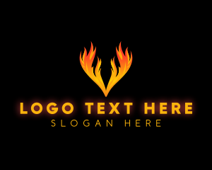 Meat - Flame Fire Restaurant Letter V logo design