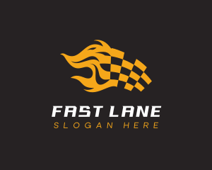 Motorway - Flaming Flag Racetrack logo design