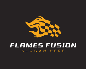 Flaming Flag Racetrack logo design