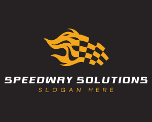 Flaming Flag Racetrack logo design