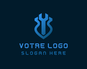 Blue - Wrench Shield Security logo design