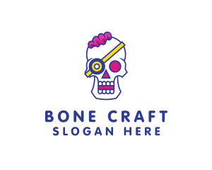 Skeletal - Modern Punk Skull logo design