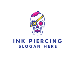 Piercing - Modern Punk Skull logo design