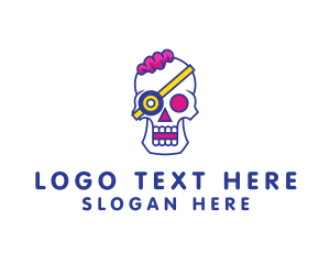 Skeletal - Modern Punk Skull logo design