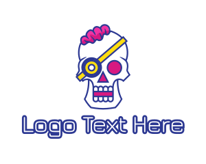 Dj - Modern Punk Skull logo design