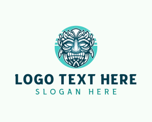 Maori Mask - Traditional Tiki Mask logo design