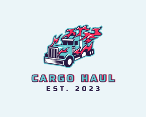 Fast Flaming Freight Truck logo design