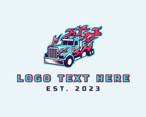 Shipping - Fast Flaming Freight Truck logo design
