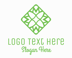 Interior Decoration - Green Flower Tile logo design