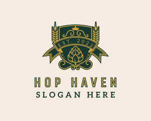 Beer Hops Wheat Distillery logo design