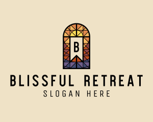 Bible Study - Easter Cross Stained Glass logo design