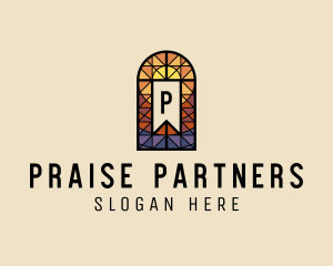 Praise - Easter Cross Stained Glass logo design