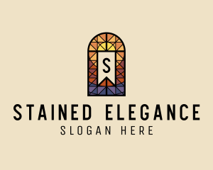 Easter Cross Stained Glass logo design