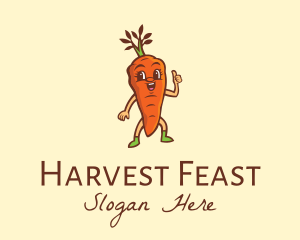 Organic Carrot Cartoon logo design