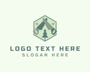 Tree - Hand Saw Lumberjack Carpentry logo design