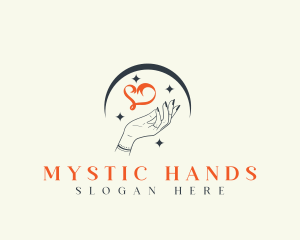 Heart Ribbon Hand logo design