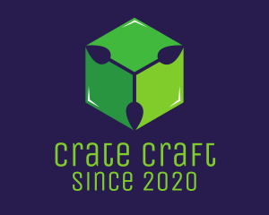 Crate - Green Leaf Cube logo design