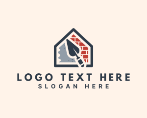 Laborer - Brick Cement House Construction logo design